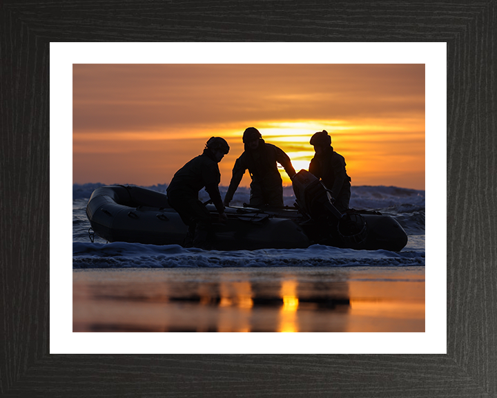Royal Marines beach Landing at sunset Photo Print - 47 Commando Hampshire Prints 10 x 8 Black Frame Yes