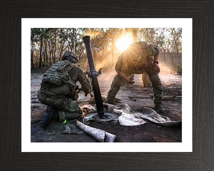 Royal Marine Commandos Mortar Team Photo Print - 40 Commando Hampshire Prints 10 x 8 Black Frame Yes
