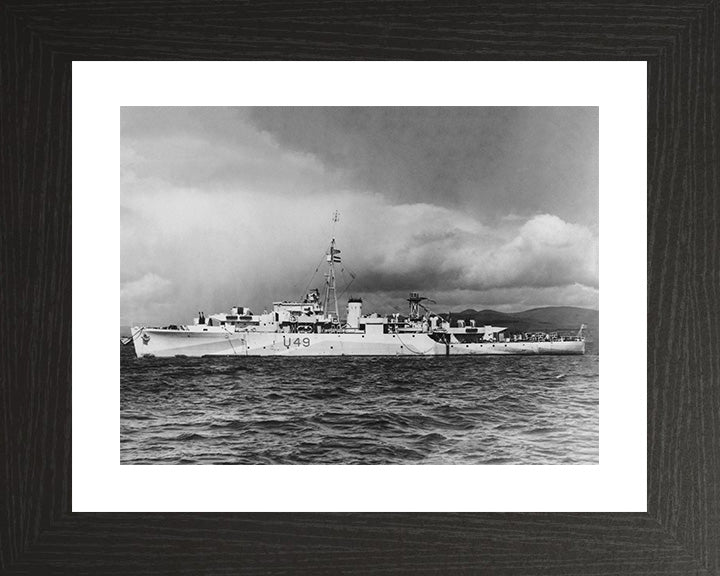HMS Pheasant (F49) (U49) Photo Print - Port Beam View - Royal Navy Black Swan Class Sloop Hampshire Prints 10 x 8 Black Frame Yes