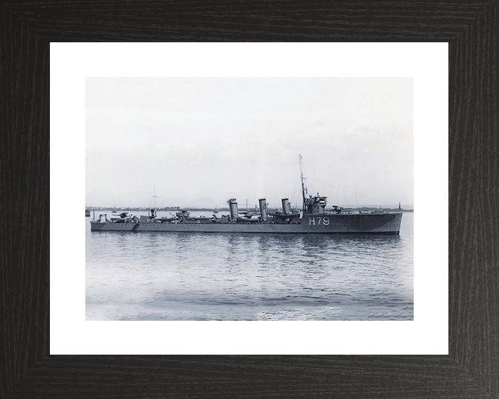 HMS Sceptre (H79) Photo Print - Starboard Beam View - Royal Navy R Class Destroyer Hampshire Prints 10 x 8 Black Frame Yes
