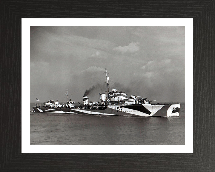 HMS Hesperus (H57) Photo Print - Starboard View - Royal Navy H Class Destroyer Hampshire Prints 10 x 8 Black Frame Yes