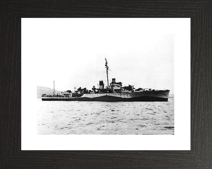 HMS Wellington (U65) Photo Print - Starboard Side - Royal Navy Grimsby Class Sloop Hampshire Prints 10 x 8 Black Frame Yes