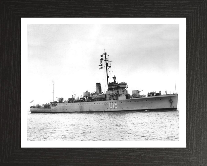 HMS Fowey (U15) (L15) Photo Print - Starboard View - Royal Navy Shoreham Class Sloop Hampshire Prints 10 x 8 Black Frame Yes