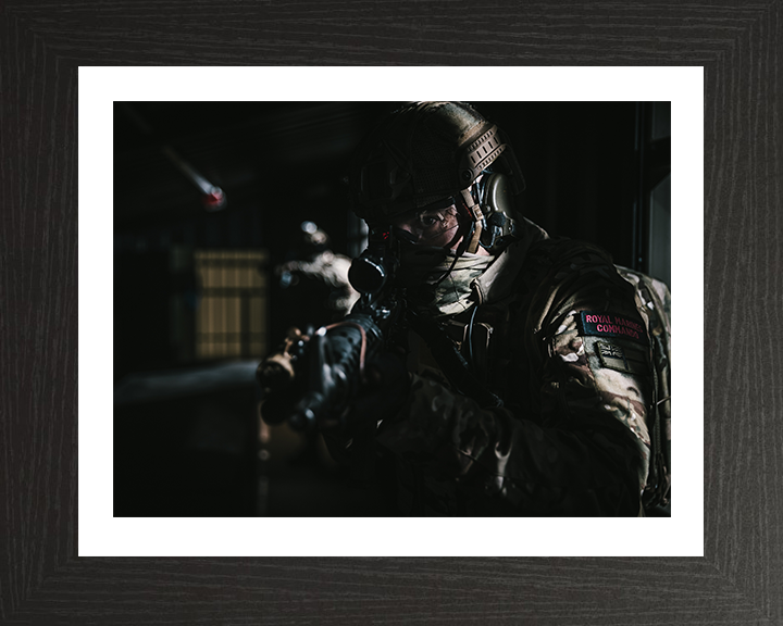 Royal Marines Commando in the shadows Photo Print Hampshire Prints 10 x 8 Black Frame Yes
