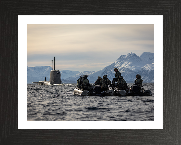 Royal Marine Commandos on Inflatable Raiding CraftPhoto Print - SRS Hampshire Prints 10 x 8 Black Frame Yes
