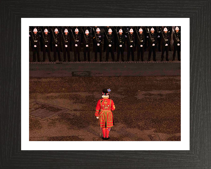 Royal Marines Commandos with a Yeoman Warder Photo Print Hampshire Prints 10 x 8 Black Frame Yes