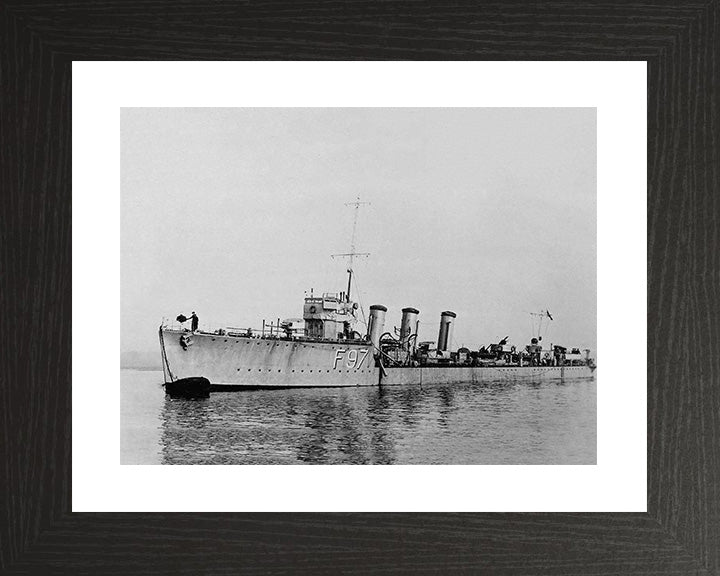 HMS Redgauntlet (F97) Photo Print - At A Buoy - Royal Navy R Class Destroyer Hampshire Prints 10 x 8 Black Frame Yes