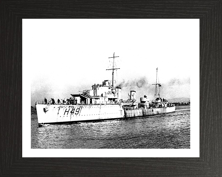 HMS Inconstant (H49) Photo Print - Port Side View - Royal Navy I Class Destroyer Hampshire Prints 10 x 8 Black Frame Yes
