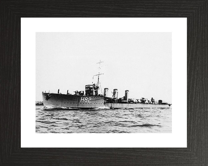 HMS Restless (H82) Photo Print - Port Side - Royal Navy R Class Destroyer Hampshire Prints 10 x 8 Black Frame Yes