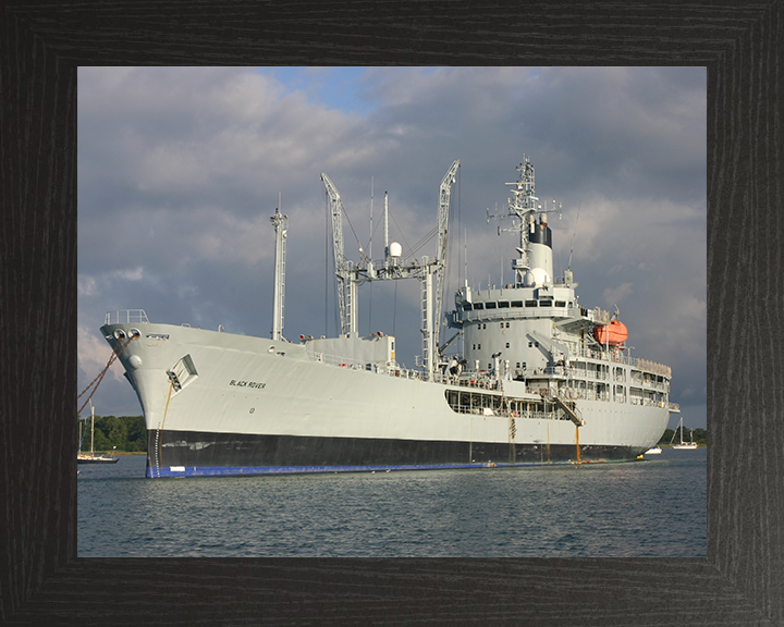 RFA Black Rover (A273) Photo Print - At A Buoy - Royal Fleet Auxiliary Rover Class Tanker Hampshire Prints 10 x 8 Black Frame No