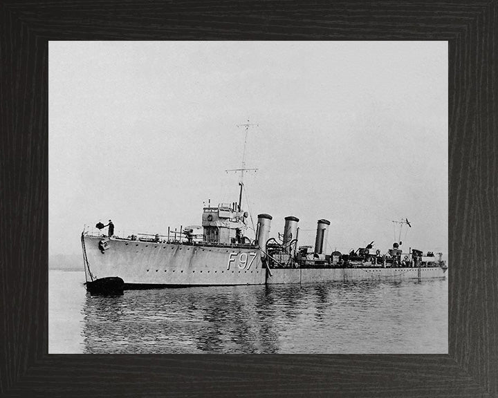 HMS Redgauntlet (F97) Photo Print - At A Buoy - Royal Navy R Class Destroyer Hampshire Prints 10 x 8 Black Frame No