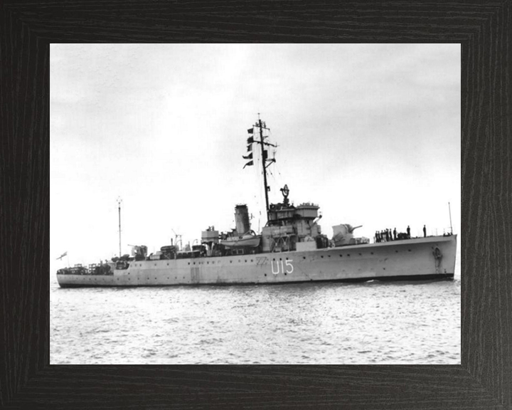 HMS Fowey (U15) (L15) Photo Print - Starboard View - Royal Navy Shoreham Class Sloop Hampshire Prints 10 x 8 Black Frame No