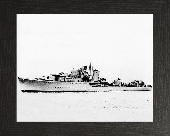 HMS Kingston (F64) Photo Print - Port Side View - Royal Navy K Class Destroyer Hampshire Prints 10 x 8 Black Frame No