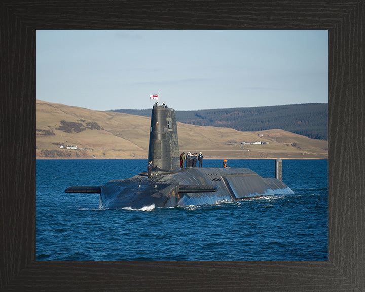 HMS Victorious (S29) Photo Print - Port Bow View - Royal Navy Vanguard Class Submarine Hampshire Prints 10 x 8 Black Frame No