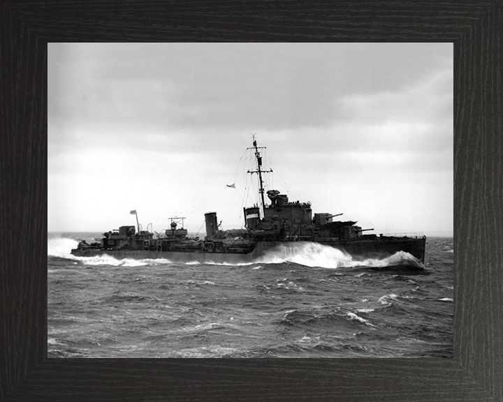 HMS Intrepid (D10) Photo Print - Starboard View - Royal Navy I Class Destroyer Hampshire Prints 10 x 8 Black Frame No