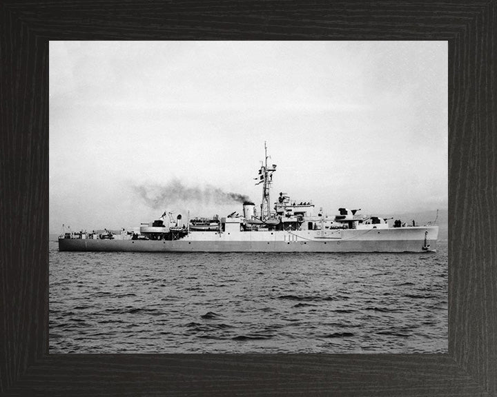 HMS Lark (U11) Photo Print - Starboard View - Royal Navy Black Swan Class Sloop Hampshire Prints 10 x 8 Black Frame No