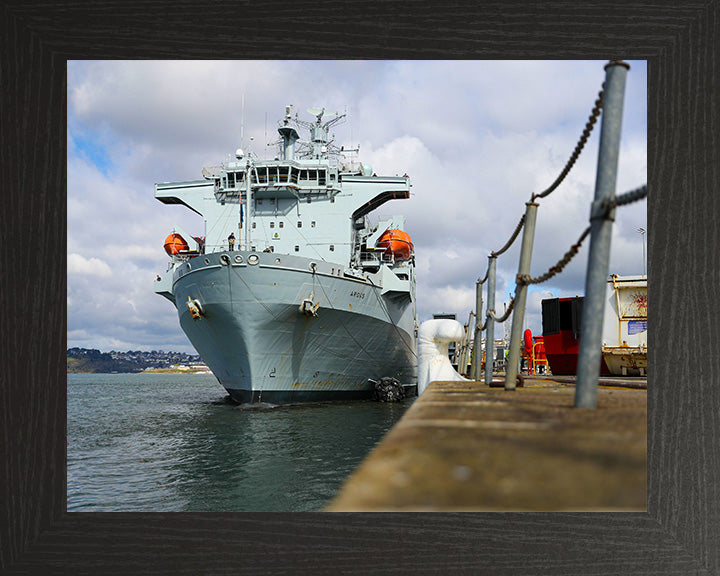 RFA Argus (A135) Photo Print - In Harbour - Royal Fleet Auxiliary Casualty Class Ship Hampshire Prints 10 x 8 Black Frame No