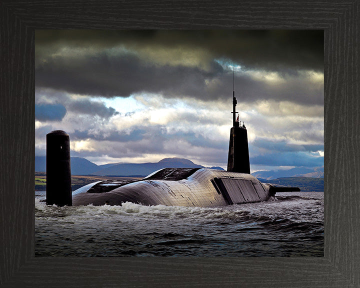 HMS Vengeance (S31) Photo Print - Starboard Quarter View - Royal Navy Vanguard Class Submarine Hampshire Prints 10 x 8 Black Frame No