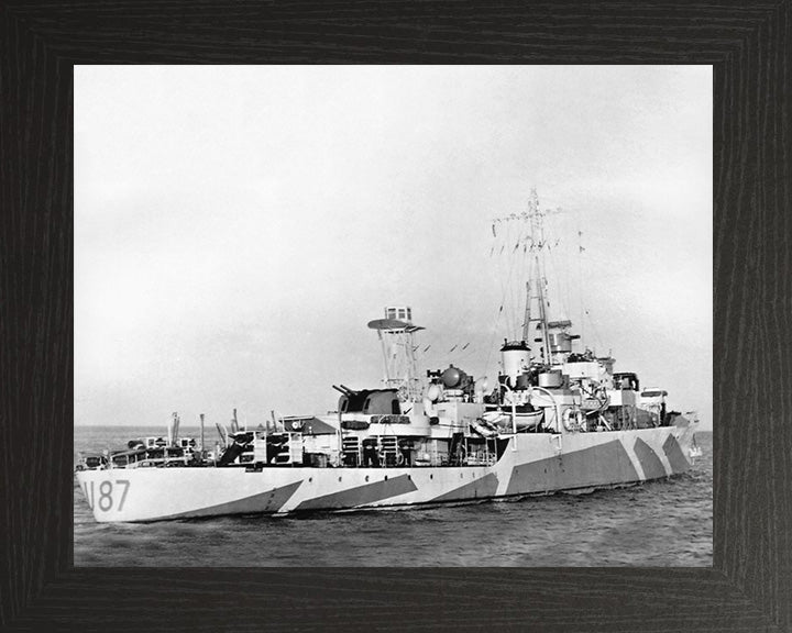 HMS Kite (U87) Photo Print - Starboard Side - Royal Navy Black Swan Class Sloop Hampshire Prints 10 x 8 Black frame No
