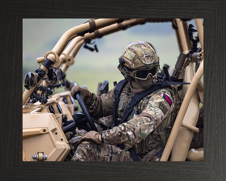 Royal Marine Commando on a Polaris MRZR-D4 Photo Print Hampshire Prints 10 x 8 Black Frame No