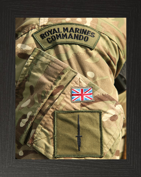 Royal Marines Commando Patch and Dagger Photo Print Hampshire Prints 10 x 8 Black Frame No
