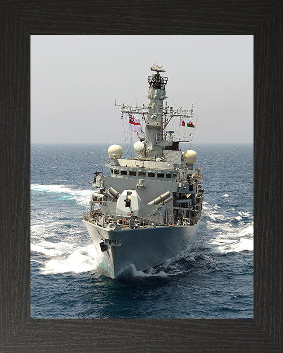 HMS Monmouth (F235) Photo Print - Bow View - Royal Navy Type 23 Frigate Hampshire Prints 10 x 8 Black Frame No