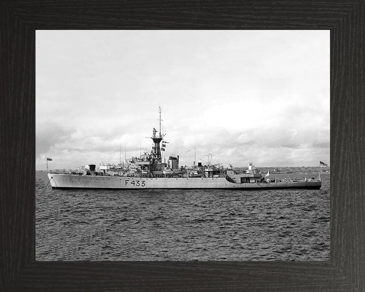 HMS Loch Insh (F433) (K433) Photo Print - At Anchor - Royal Navy Loch Class Frigate Hampshire Prints 10 x 8 Black Frame No