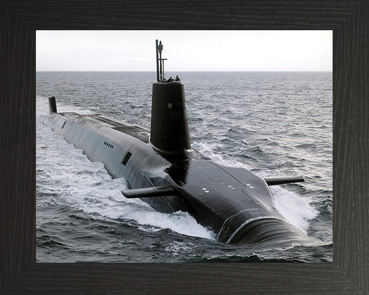 HMS Vanguard (S28) Photo Print - High Starboard Bow View - Royal Navy Vanguard Class Submarine Hampshire Prints 10 x 8 Black Frame No