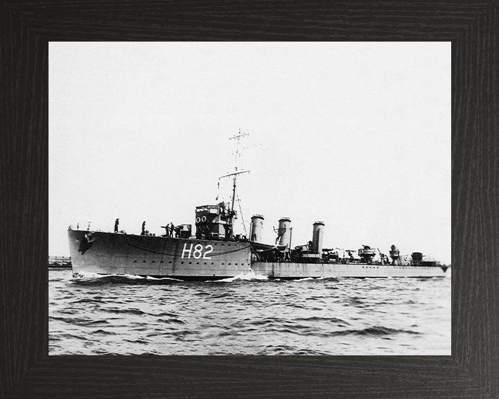 HMS Restless (H82) Photo Print - Port Side - Royal Navy R Class Destroyer Hampshire Prints 10 x 8 Black Frame No