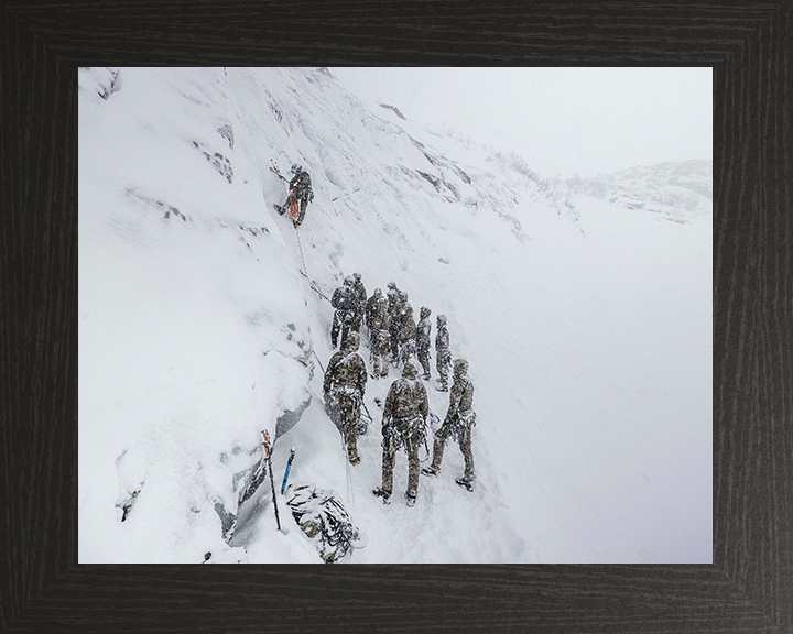 Royal Marines Commando Ice Climbing in Norway Photo Print - Mountain Leaders Course Hampshire Prints 10 x 8 Black Frame No