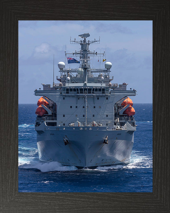 RFA Argus (A135) Photo Print - Low Bow View - Royal Fleet Auxiliary Casualty Class Ship Hampshire Prints 10 x 8 Black Frame No