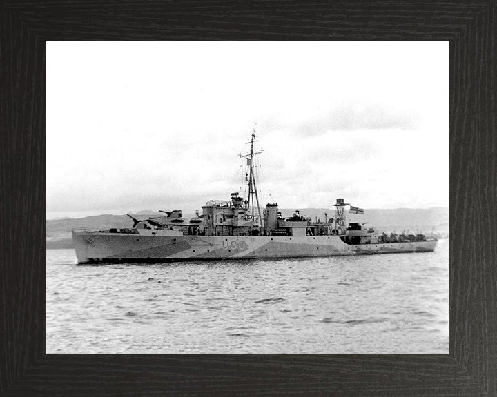 HMS Woodcock (U90) Photo Print - Port Side View - Royal Navy Black Swan Class Sloop Hampshire Prints 10 x 8 Black Frame No