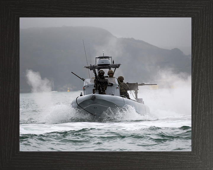 Royal Marines on a Commando Raiding Craft (CRC) Photo Print Hampshire Prints 10 x 8 Black Frame No