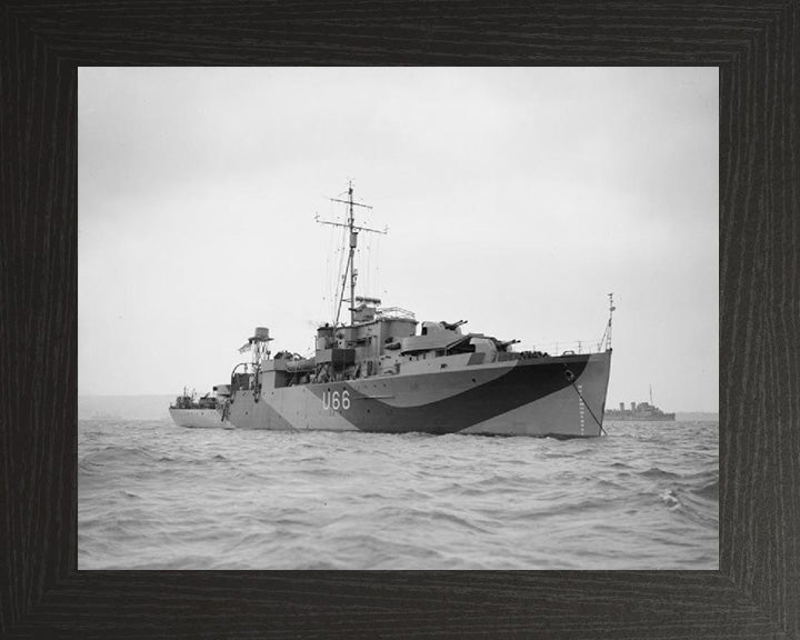 HMS Starling (U66) Photo Print - Starboard View - Royal Navy Black Swan Class Sloop Hampshire Prints 10 x 8 Black Frame No