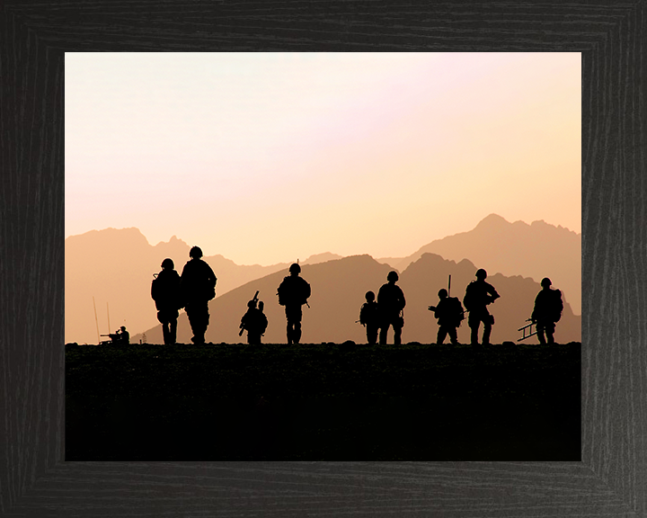 Royal Marine Commandos silhouettes Photo Print - 45 Commando Hampshire Prints 10 x 8 Black Frame No