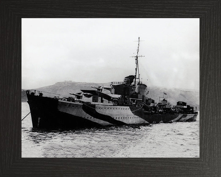 HMS Javelin (F61) Photo Print - At Anchor - Royal Navy J Class Destroyer Hampshire Prints 10 x 8 Black Frame No