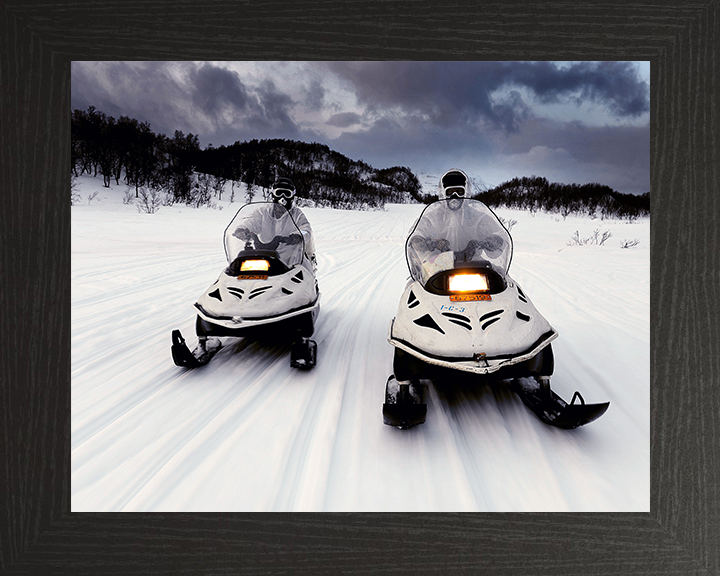 Royal Marine Commandos on a Ski-Doo Photo Print - SRS Squadron Hampshire Prints 10 x 8 Black Frame No