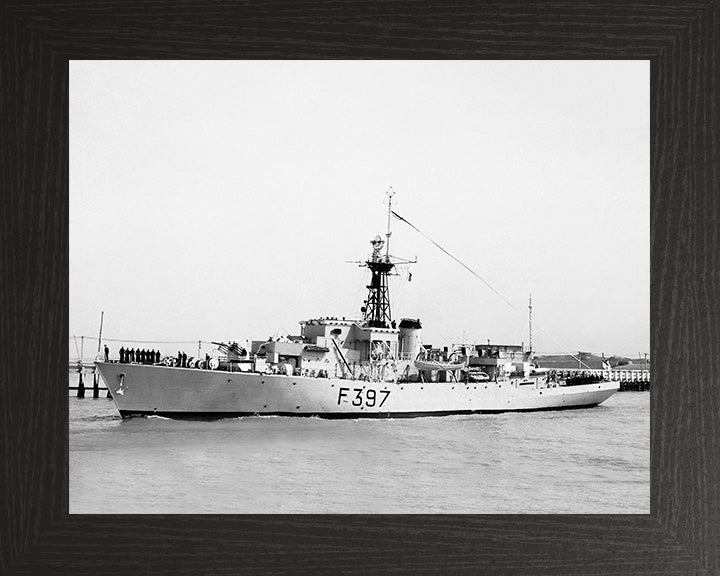 HMS Launceston Castle (F397) (K397) Photo Print - Paying Off - Royal Navy Castle Class Corvette Hampshire Prints 10 x 8 Black Frame No