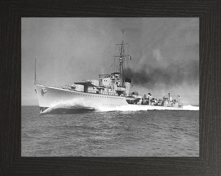 HMS Kelly (F01) Photo Print - Port Side View - Royal Navy K Class Destroyer Hampshire Prints 10 x 8 Black Frame No