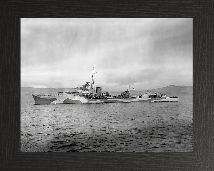 HMS Relentless (H85) Photo Print - Port Side - Royal Navy R Class Destroyer Hampshire Prints 10 x 8 Black Frame No