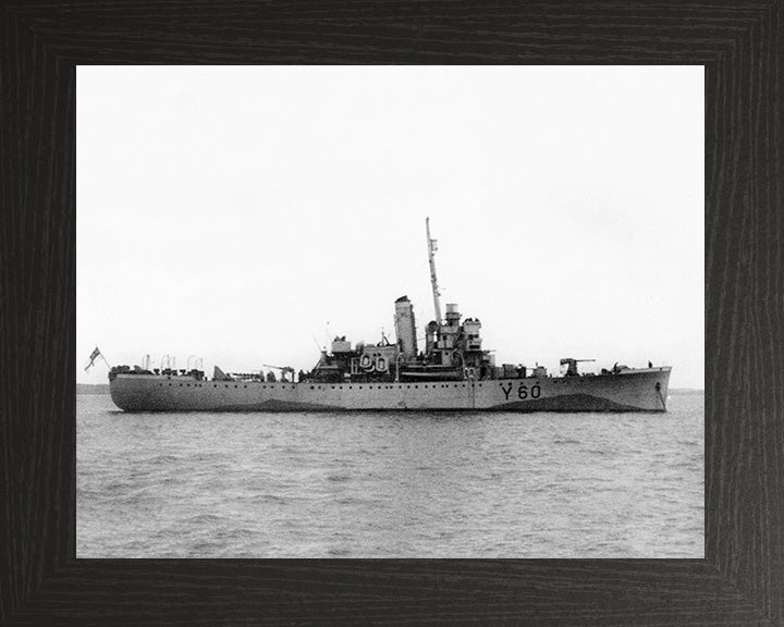 HMS Lulworth (Y60) Photo Print - Starboard View - Royal Navy Banff Class Sloop Hampshire Prints 10 x 8 Black Frame No