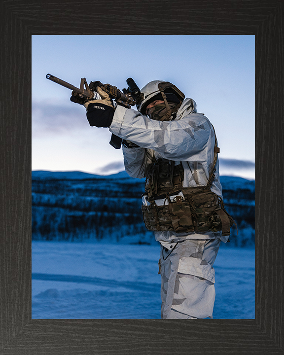 Royal Marine Commando in Snow Parka Photo Print - SRS Hampshire Prints 10 x 8 Black Frame No