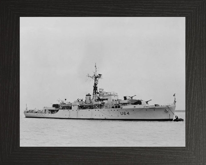 HMS Nereide (U64) Photo Print - At A Buoy - Royal Navy Black Swan Class Sloop Hampshire Prints 10 x 8 Black Frame No