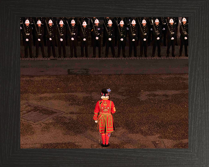 Royal Marines Commandos with a Yeoman Warder Photo Print Hampshire Prints 10 x 8 Black Frame No