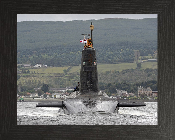 HMS Vanguard (S28) Photo Print - Low Bow View - Royal Navy Vanguard Class Submarine Hampshire Prints 10 x 8 Black Frame No