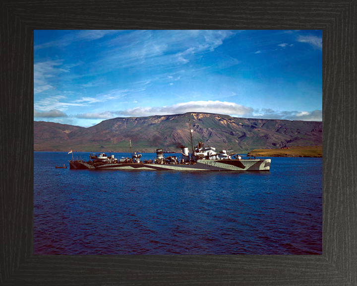 HMS Hesperus (H57) Photo Print - Starboard Beam View - Royal Navy H Class Destroyer Hampshire Prints 10 x 8 Black Frame No