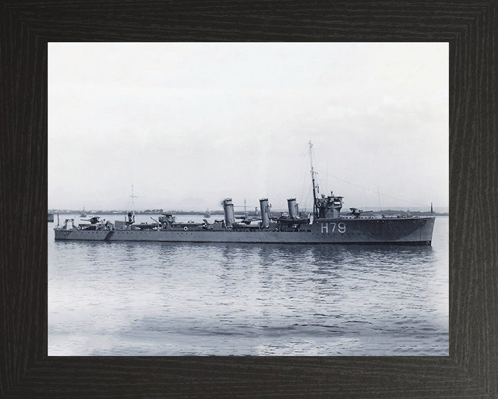 HMS Sceptre (H79) Photo Print - Starboard Beam View - Royal Navy R Class Destroyer Hampshire Prints 10 x 8 Black Frame No