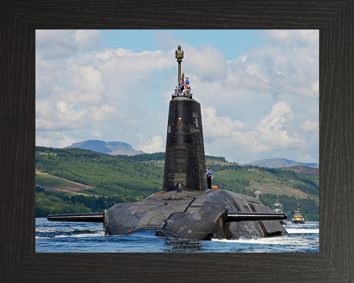 HMS Victorious (S29) Photo Print - Low Port Bow View - Royal Navy Vanguard Class Submarine Hampshire Prints 10 x 8 Black Frame No