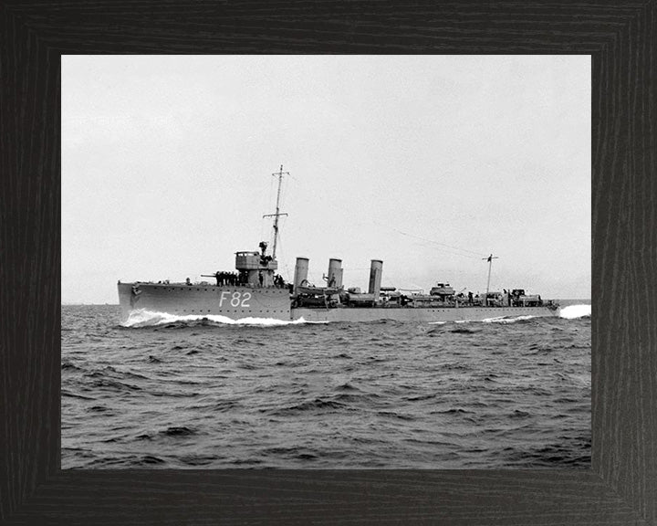 HMS Thisbe (F82) Photo Print - Port Side View - Royal Navy R Class Destroyer Hampshire Prints 10 x 8 Black Frame No