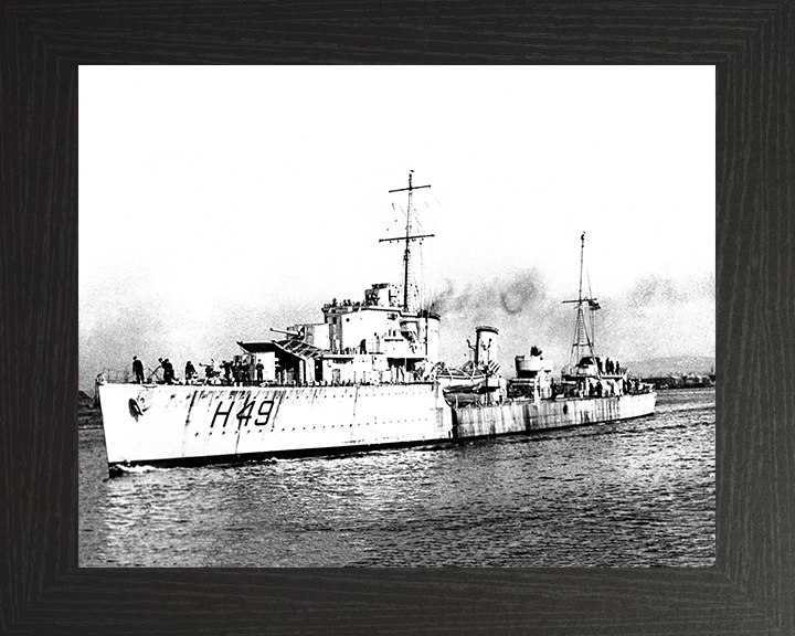 HMS Inconstant (H49) Photo Print - Port Side View - Royal Navy I Class Destroyer Hampshire Prints 10 x 8 Black Frame No